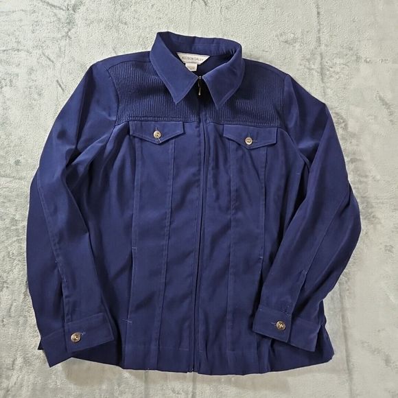 Allison Dailey Women's Zip Jacket Sz 10 Navy - Picture 1 of 9